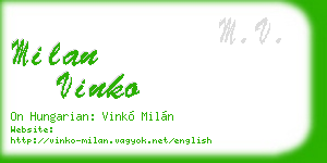 milan vinko business card
